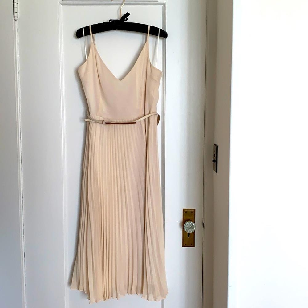 EUC Like New Cream Midi Dress with Pleated Skirt